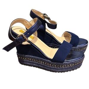 REBECCA WHITE Espadrille Platform Wedge Sandals Sz 39 Sz 8-8.5 NEW Store Sample